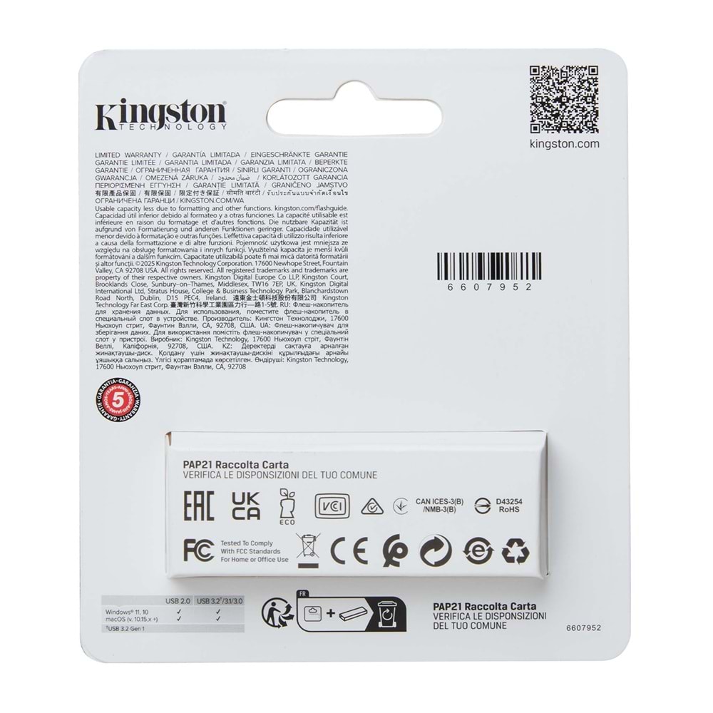 KINGSTON 256GB USB 3.2 EXODIA S DTXS/256GB Taşınabilir Bellek 