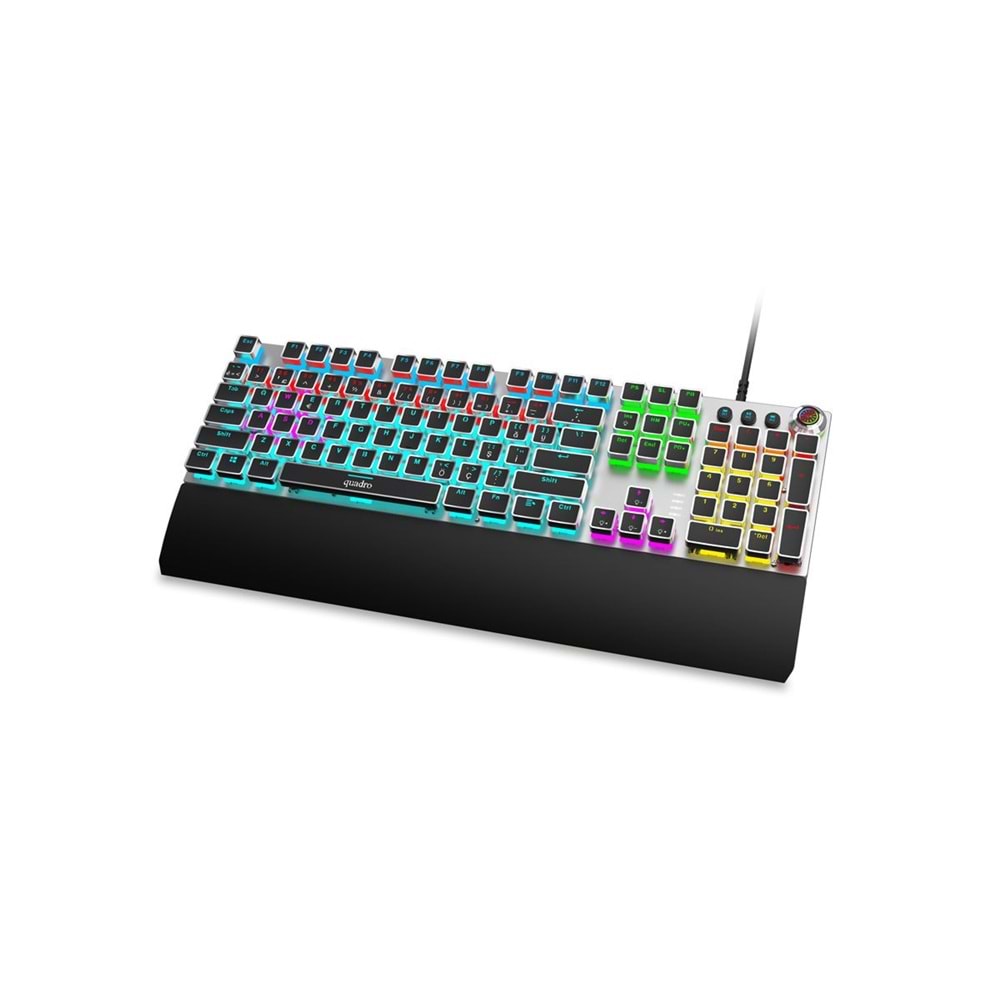 QUADRO Z2000 Kablolu USB RGB Q Trk Gümüş/Siyah Gaming Klavye