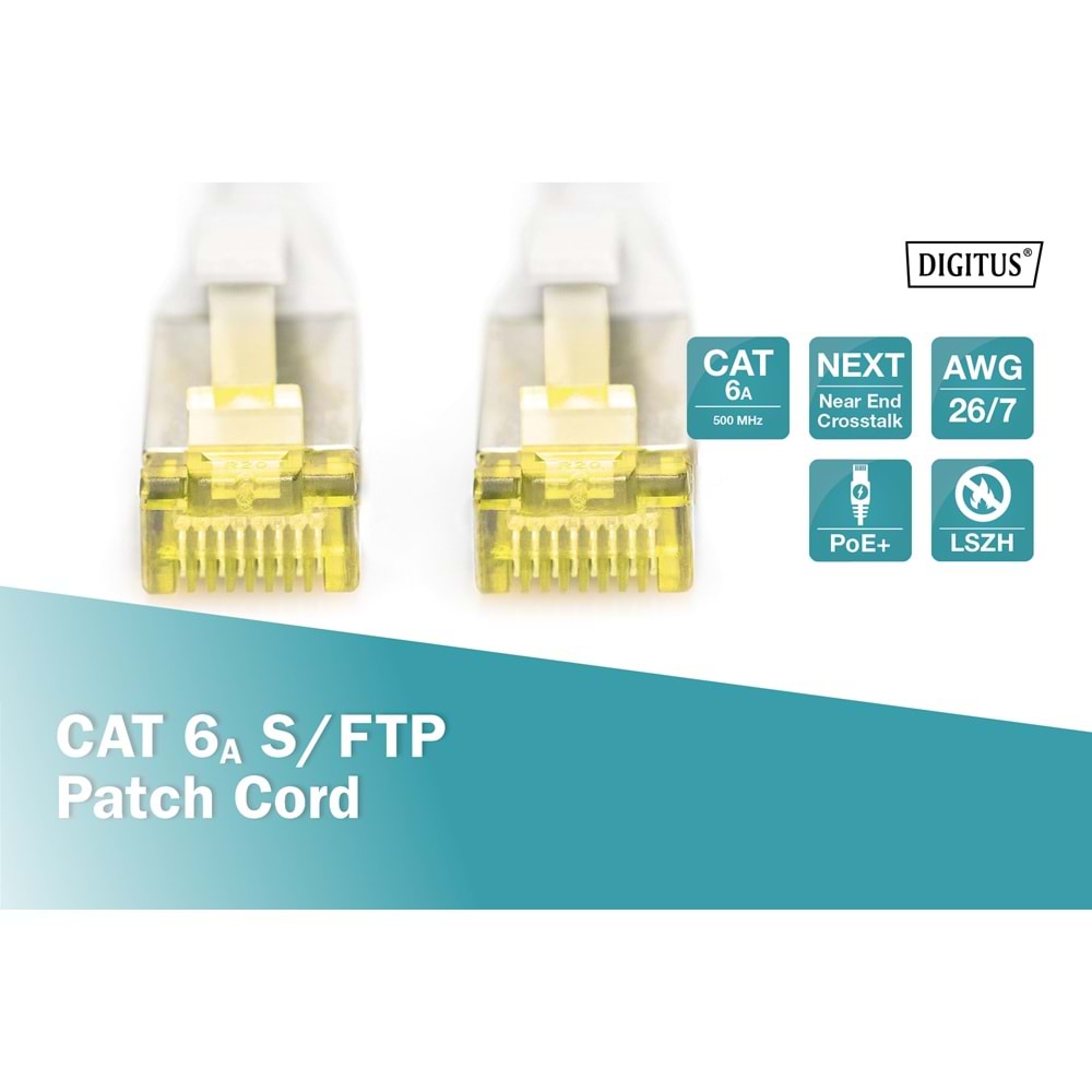 DIGITUS 0.25metre CAT7(CAT6A) S-FTP DK-1644-A-0025-G Gri Patch Kablo (10'lu Paket)