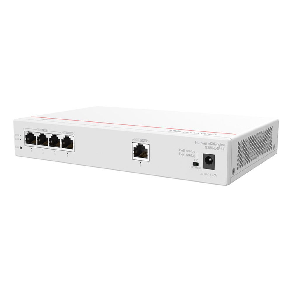 HUAWEI eKitEngine S380-L4P1T 1xGE WAN 4xGE PoE+ LAN 50W 200 Kullanıcı Multi-Service Gateway