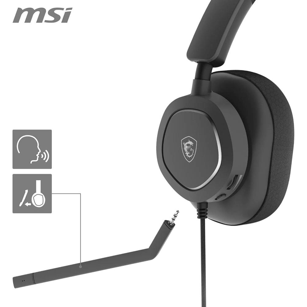 MSI GG Maestro 300 USB-C 7.1 Sanal Çevresel Ses Siyah Oyuncu Kulaklığı