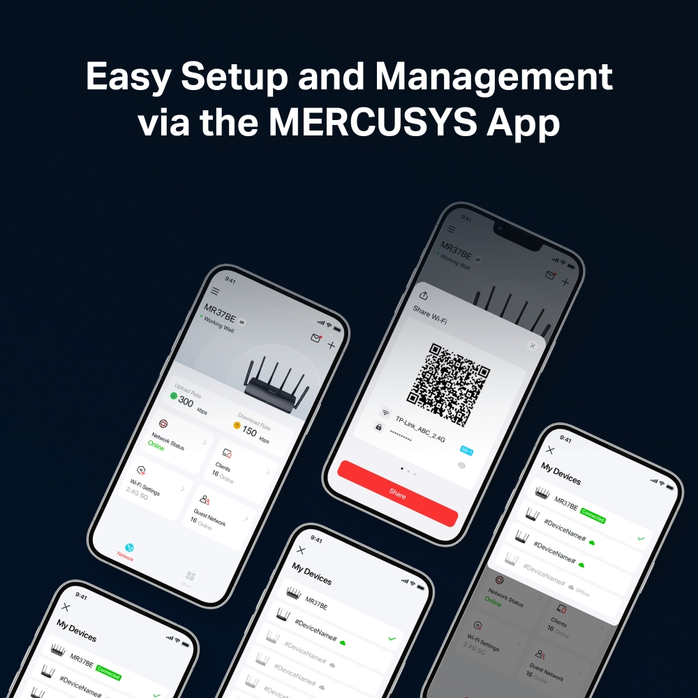 MERCUSYS MR37BE WIFI7 BE6500 Çift Bant Router