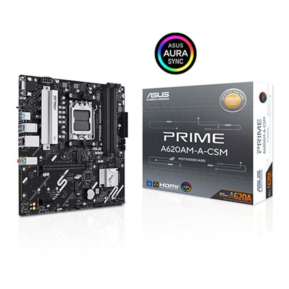 ASUS PRIME A620AM-A-CSM DDR5 HDMI-DP PCIE 4.0 AM5 mATX Kurumsal Anakart