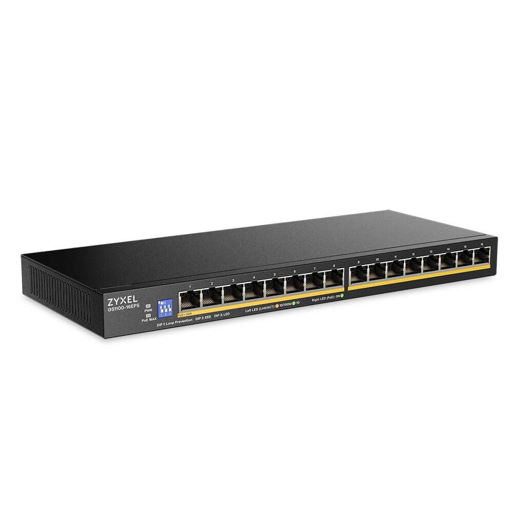 ZYXEL 16port PoE 135W Gigabit Yönetilemez Switch GS1100-16EPS