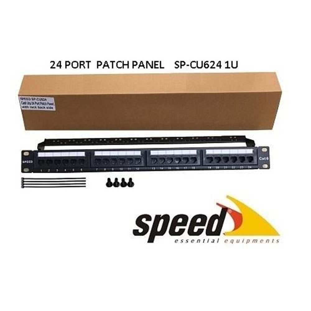 SPEED 1U 24port Cat6 Utp Patch Panel + Kablo Düzen SP-CU624 (DOLU)