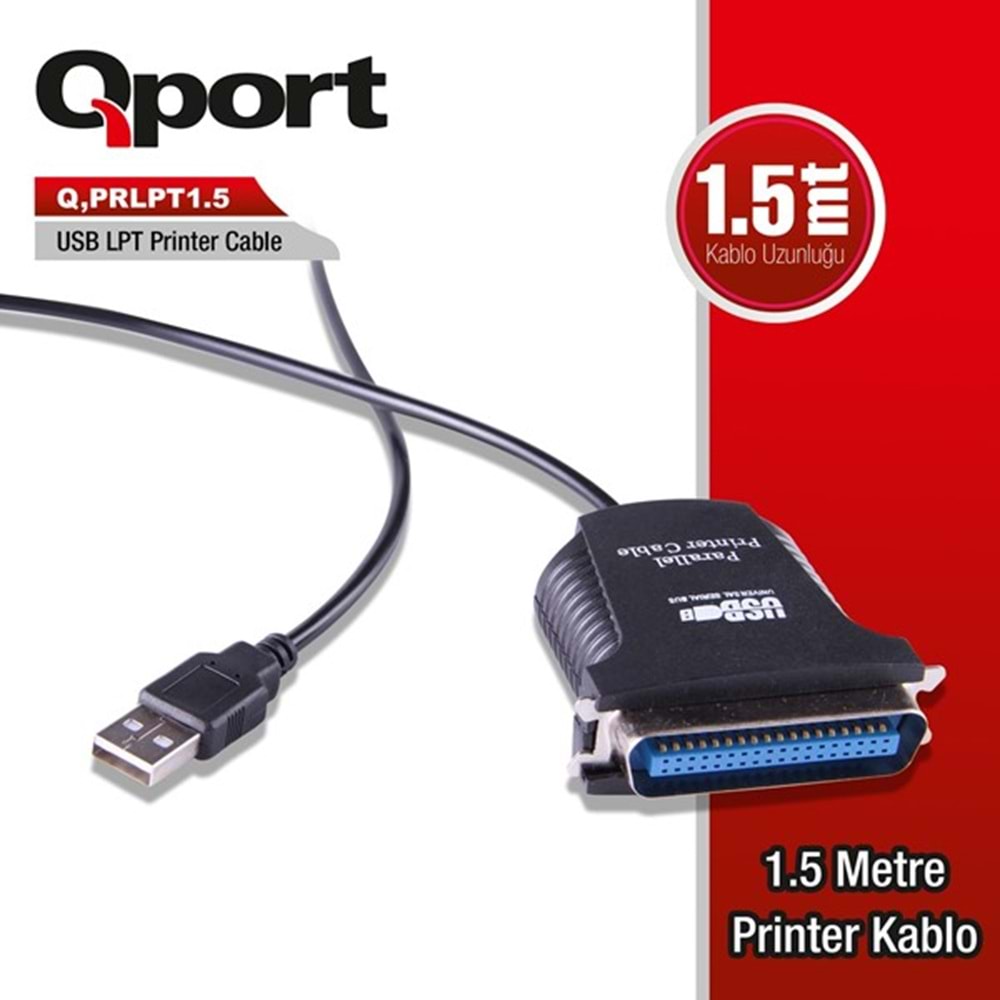QPORT 1.5metre Q-PRLPT1.5 Paralel Yazıcı Kablosu