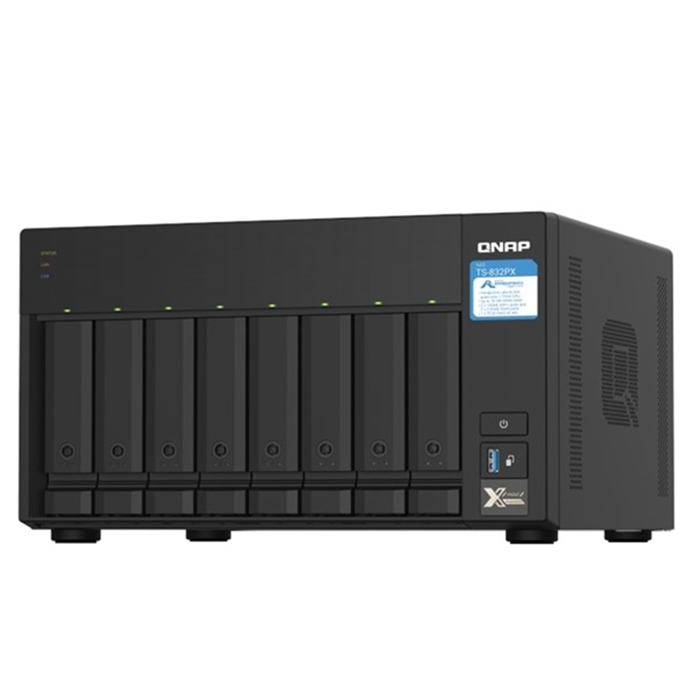 QNAP 8diskli Alpine AL324 QC-4GB RAM-10GbE SFP+ Nas Server TS-832PX