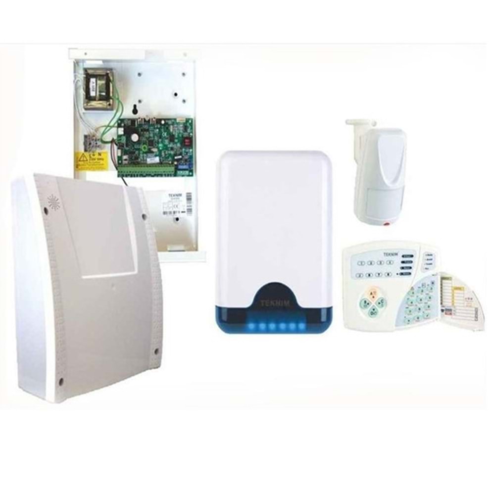 TEKNİM VAP-404PT Kablolu 4+4 Bölgeli Alarm Seti (Aküsüz)