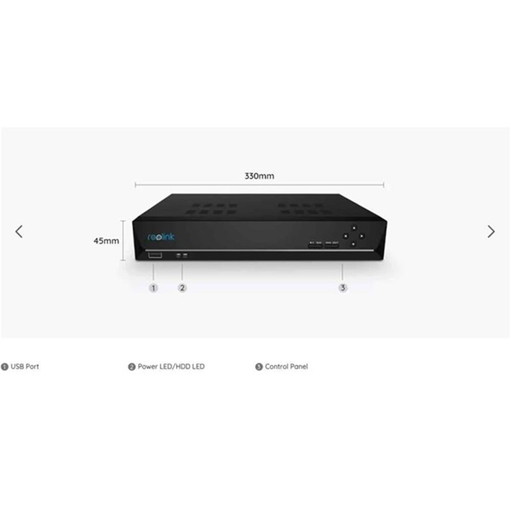 REOLINK 16kanal 16mp 2-diskli PoE NVR Kayıt Cihazı NVS16-410