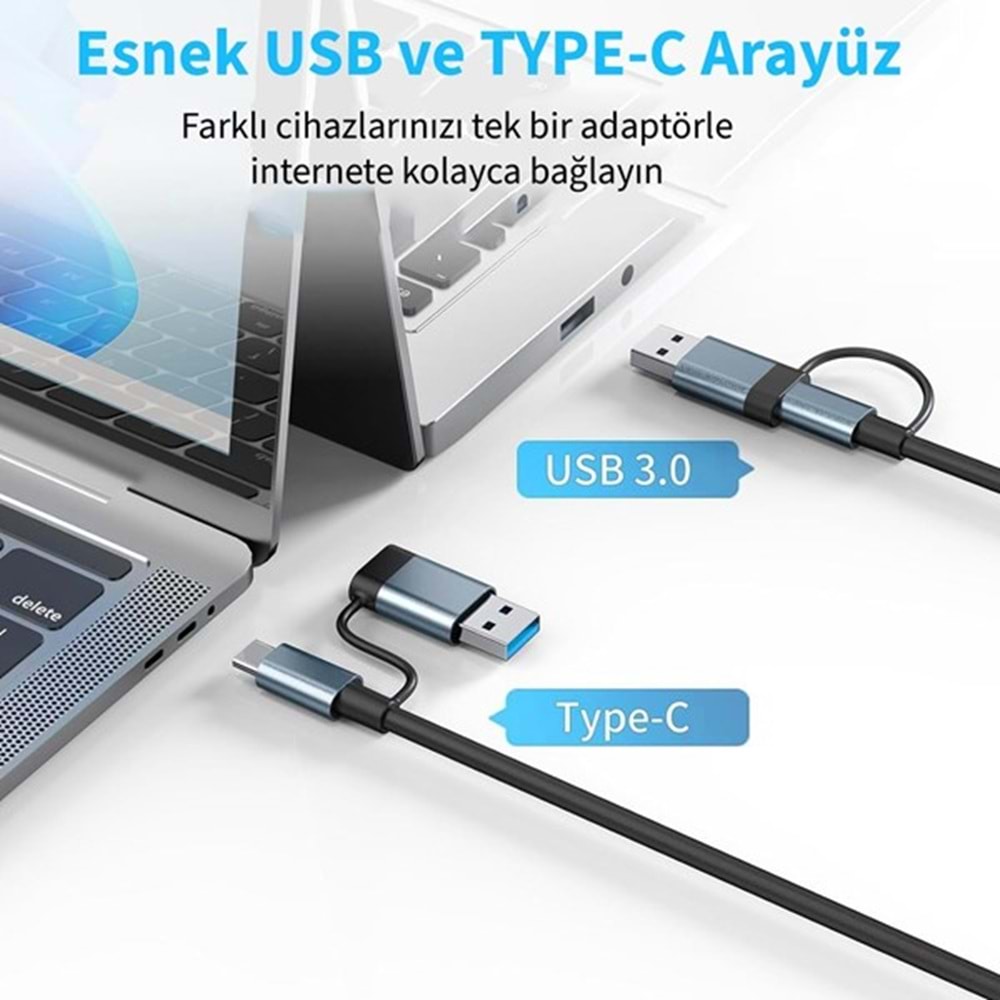 INCA IUTP-03T Gigabit TypeC Ethernet Çoklayıcı Hub