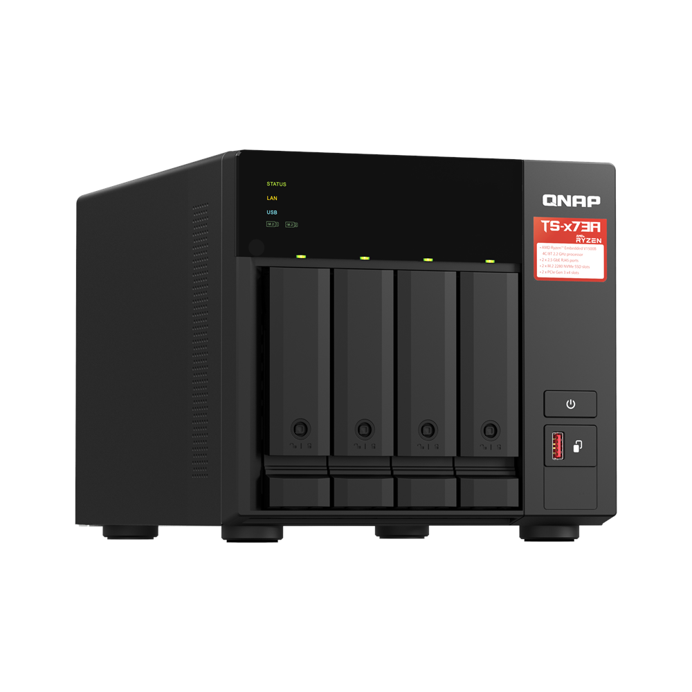 QNAP 4diskli Ryzen V1500B-8GB RAM-2-2.5GbE Nas Server TS-473A