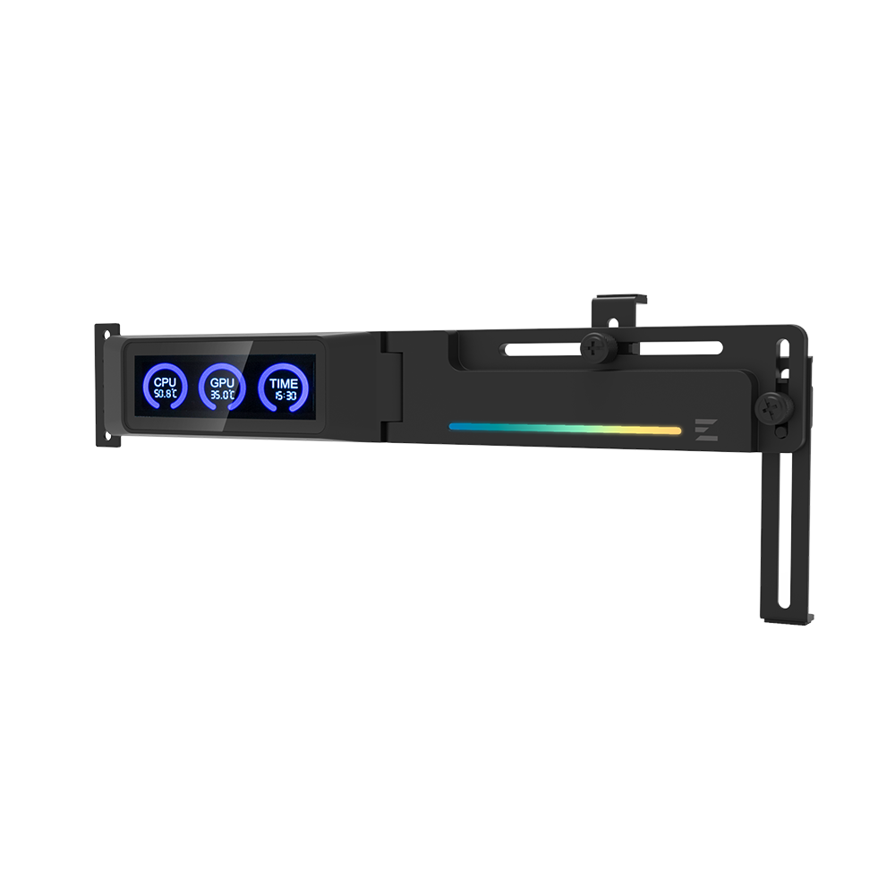 ZALMAN ZM-VS3 DS Black LCD Dijital Göstergeli 5 V ARGB USB 9 Pin Ayarlanabilir Ekran Kartı Destek Aparatı