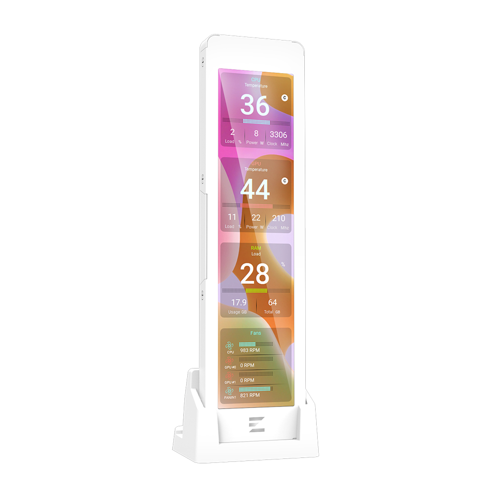 ZALMAN ZM-MF916 White 9,16 inç IPS 1920×462 60 Hz USB Sistem İzleme Ekran Modülü + Stand