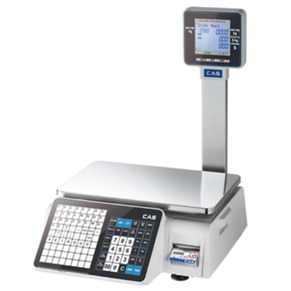 CAS CL3000-P 15 KG 2/5g RS232 Ethernet 100mm/sn 202dpi Boyunlu Barkodlu Etiket Baskılı Terazi