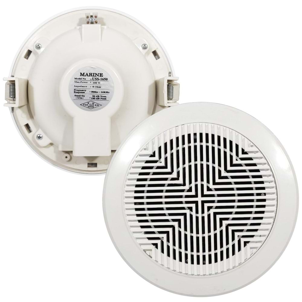 Universal USS-1650 Marine Alçıpan Trafosuz Tavan Hoparlör 16cm 100 Watt Beyaz