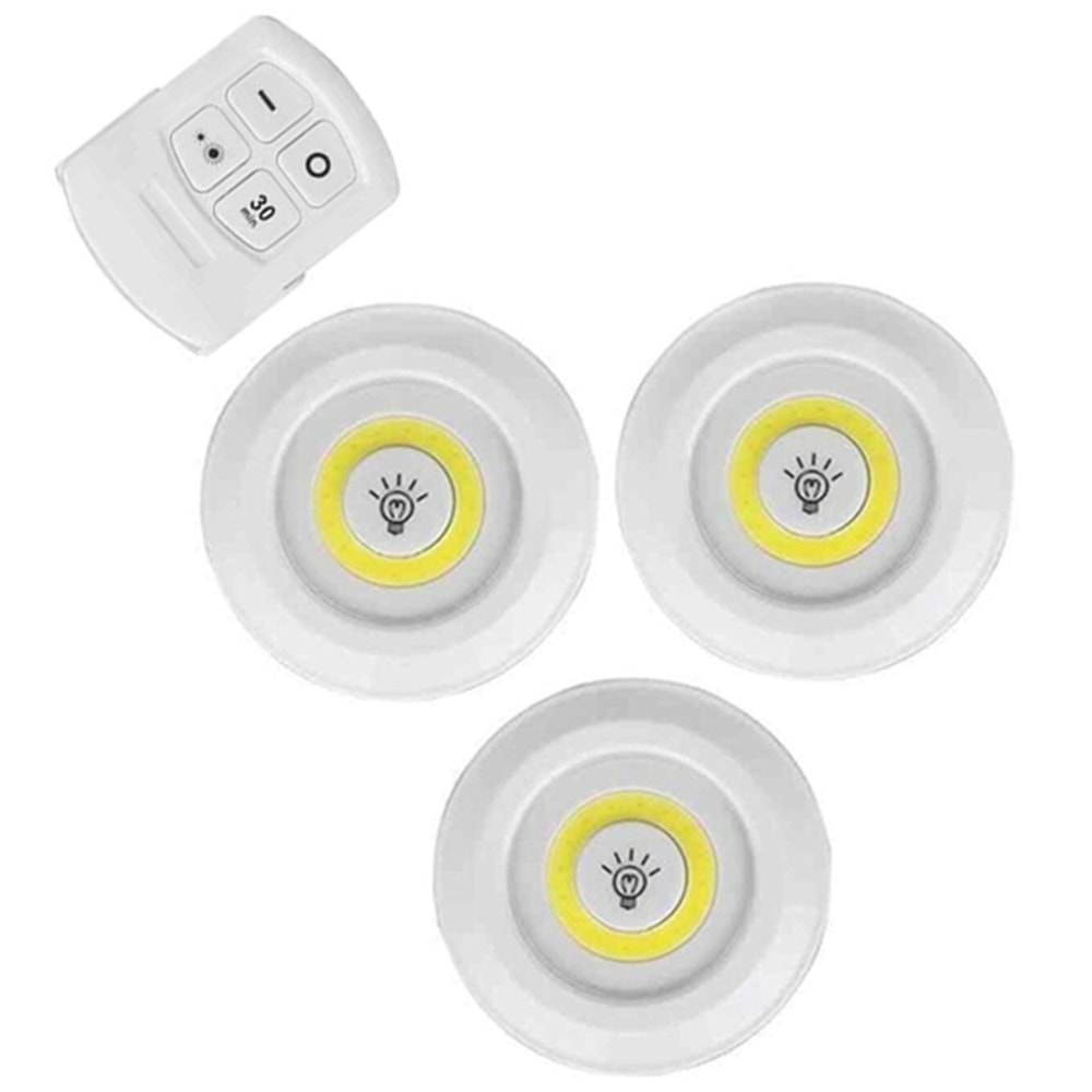 Cob Led Aydınlatma Pilli Kumandalı 3 Adet Volemi V-3+1