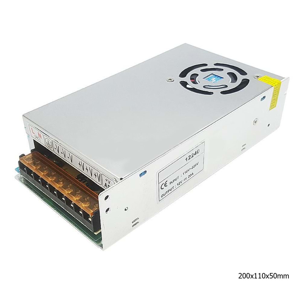 Adaptör Metal Kasa 12v 20a Rose OPS-240-12