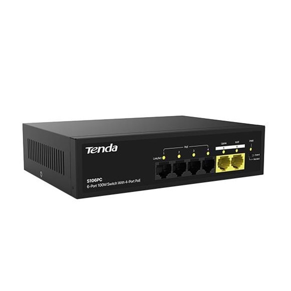 TENDA 6PORT-4PORT POE 30W 10/100 YÖNETİLEMEZ SWITCH S106PC