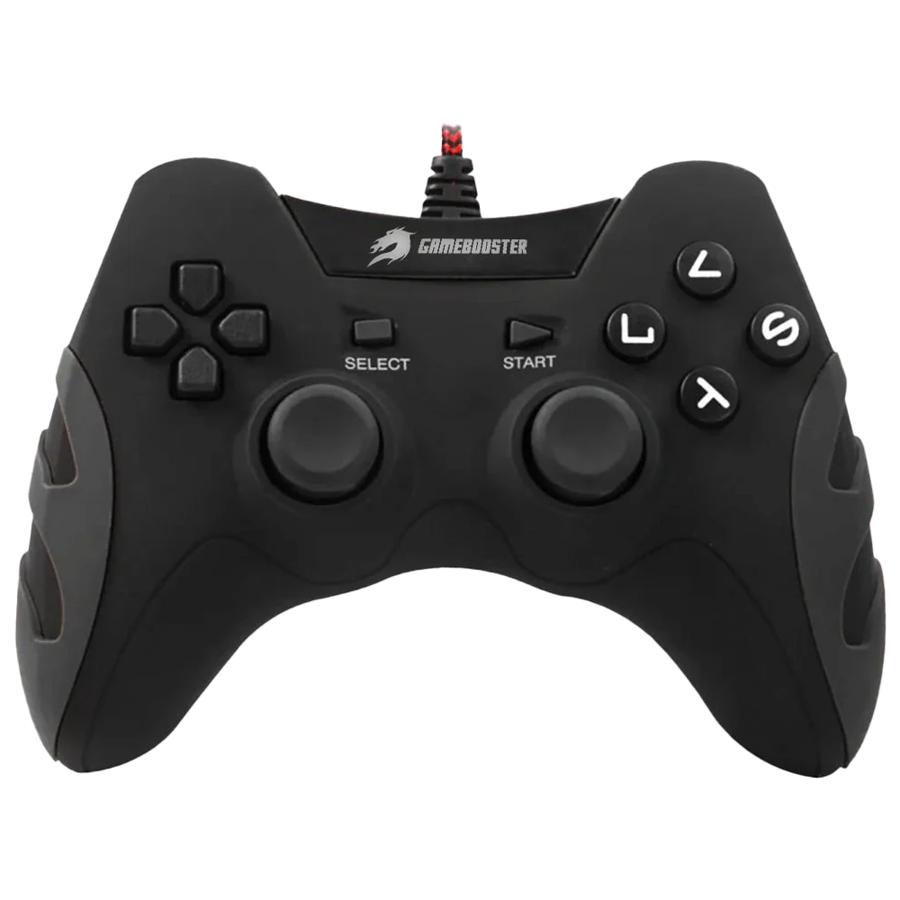 GAMEBOOSTER GB-J54B USB Kablolu Oyun Kolu, Çift Titreşim Motorlu, Ergonomik Siyah Tasarım, PC ve PS3 Uyumlu Gamepad