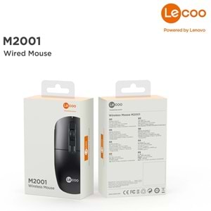 Lenovo Lecoo M2001 Nano Alıcılı Kablosuz 16000Dpi Siyah 4 Tuş Mouse