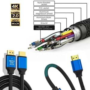 Hdmi Kablo 2.0v HDTV 4K 60hz 5mt Poke PK-6853