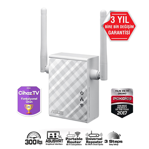 ASUS RP-N12 N300 2.4 GHZ MESAFE GENİŞLETİCİ EV OFİS TİPİ 2X 2DBI SABİT ANTEN