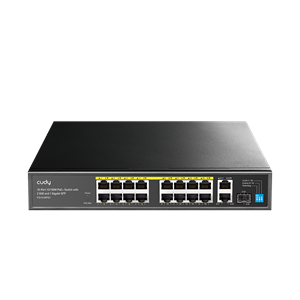 CUDY 16port PoE 200w 1-SFP/2-Uplink 10/100 Yönetilemez Switch FS1018PS1
