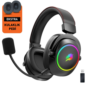 GAMEBOOSTER WBH44 RGB Wireless 2.4G+BT Siyah Oyuncu Kulaklığı