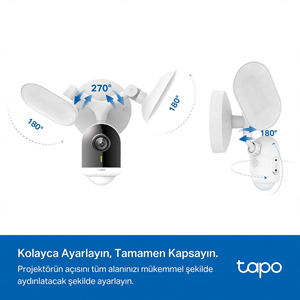 TP-LINK 4MP 2K QHD 2800 Lümen Projektörlü AI IP65 Wıfı Dış Mekân IP Kamera Tapo C720 
