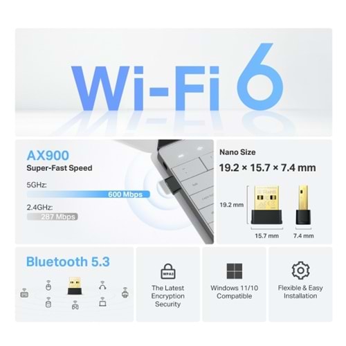 TP-LINK ARCHER TX10UB NANO AX900 WIFI-6 USB Kablosuz Adaptör Bluetooth