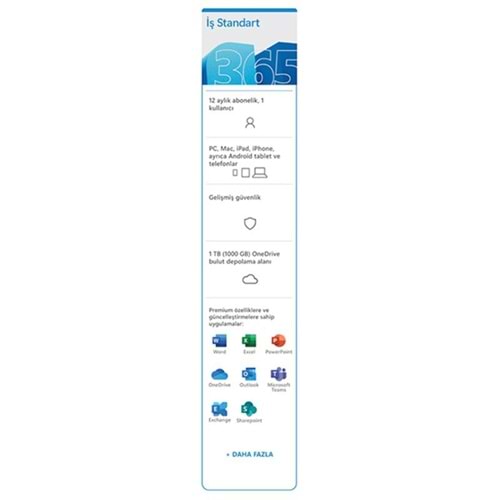 MICROSOFT 365 İş Standart Trk/Eng Elektronik Lisans 1yıl 32/64Bit KLQ-00212