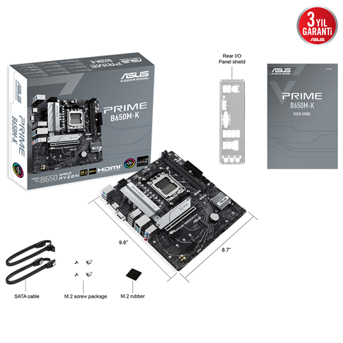 ASUS PRIME B650M-K DDR5 HDMI DP PCIe 16X v4.0 AM5 mATX 