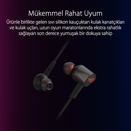 ASUS ROG Cetra II Core 90YH02V1-B2UA00 3.5mm 9.4mm Sürücü Mikrofonlu Siyah Kulak İçi Oyuncu Kulaklığı / 90YH02V1-B2UA00