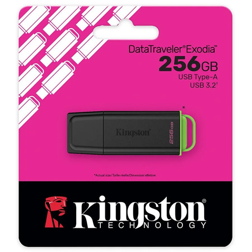 KINGSTON 256GB DTXG2/256GB DataTraveler Exodia USB 3.2 Siyah/Yeşil USB Bellek