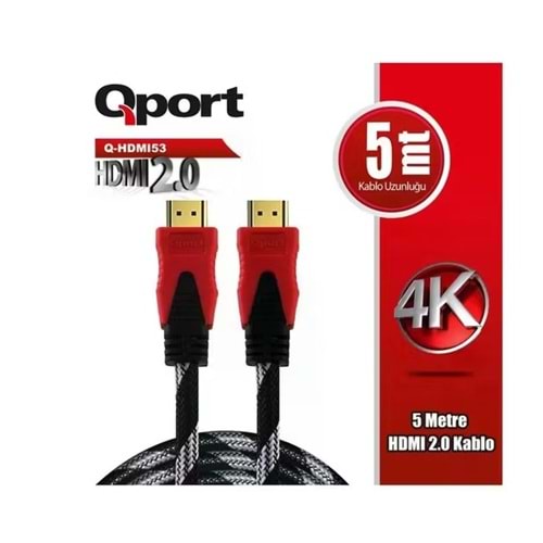 QPORT 5metre Q-HDMI53 HDMI Kablo 2.0 4K Altın Uç