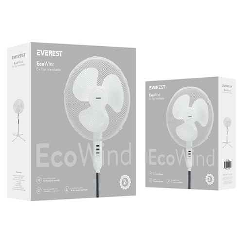 EVEREST FAN10 45W Ayaklı Vantilatör Beyaz