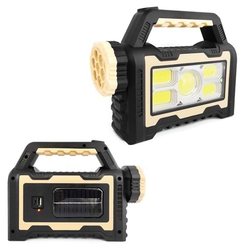 Hs-8031-B Solar Kamp Lambası Acil Durum Işığı Şarjlı 7 Led+55 Cob Led