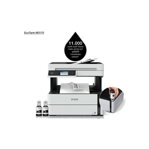 EPSON A4 Siyah EcoTank M3170 Çok Fonksiyonlu Faxlı Tanklı Dublex Yazıcı USB,Ethernet,Kablosuz