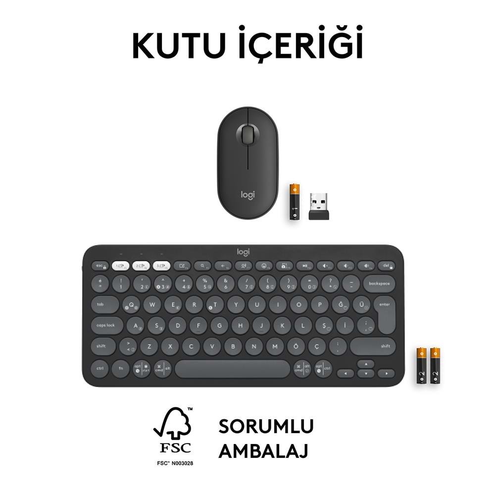 LOGITECH Pebble 2 Bluetooth Grafit Klavye - Mouse Set (920-012245)