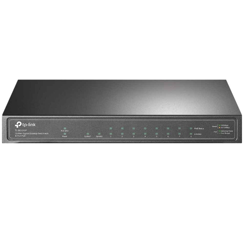 TP-LINK 8port PoE 63w 1-SFP Gigabit Yönetilemez Switch TL-SG1210P