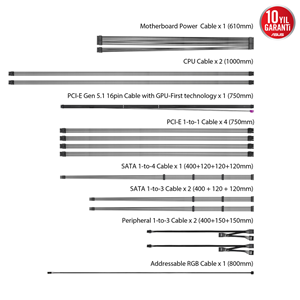 ASUS 1200W 80+ PLATINUM ROG THOR 1200P3 Tam Modüler Power Supply