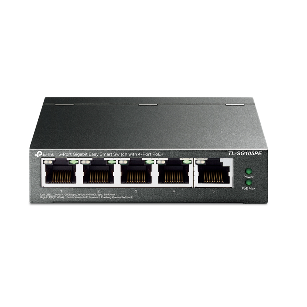 TP-LINK 5port 65W 4port PoE Gigabit Yönetilebilir Switch TL-SG105PE 