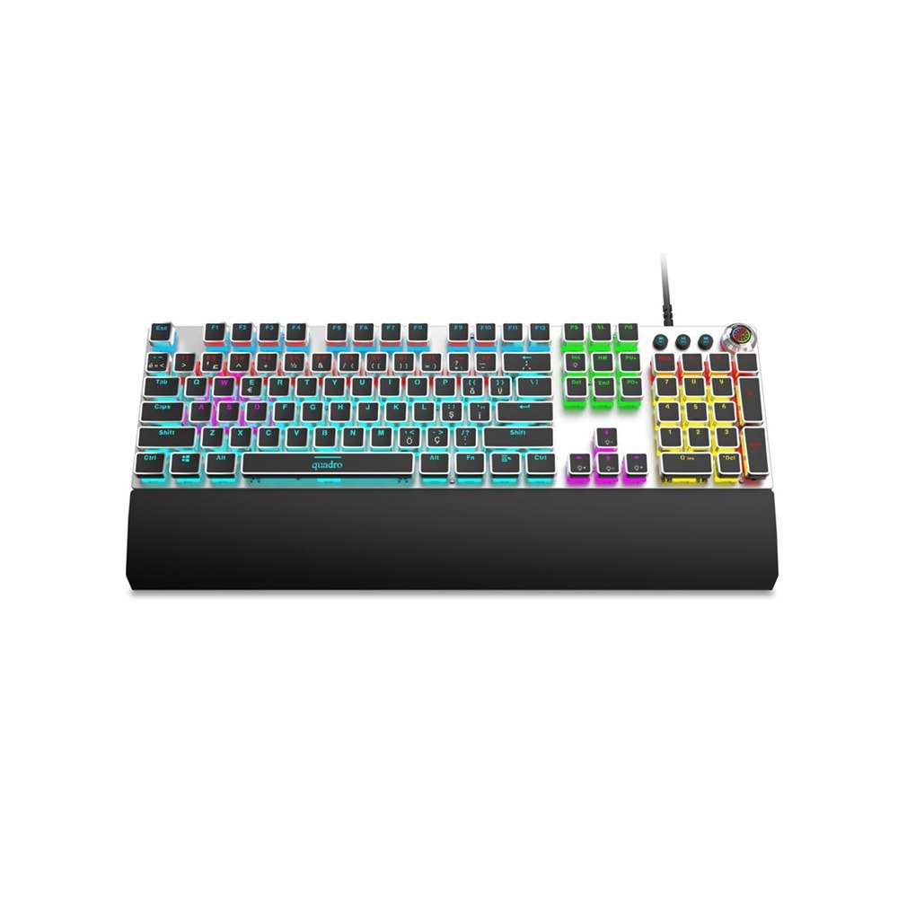 QUADRO Z2000 Kablolu USB RGB Q Trk Gümüş/Siyah Gaming Klavye