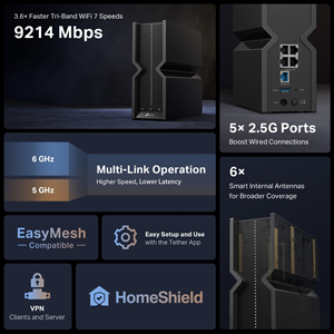 TP-LINK ARCHER BE550 BE9300 Üç Bantlı Wıfı7 Mesh Router
