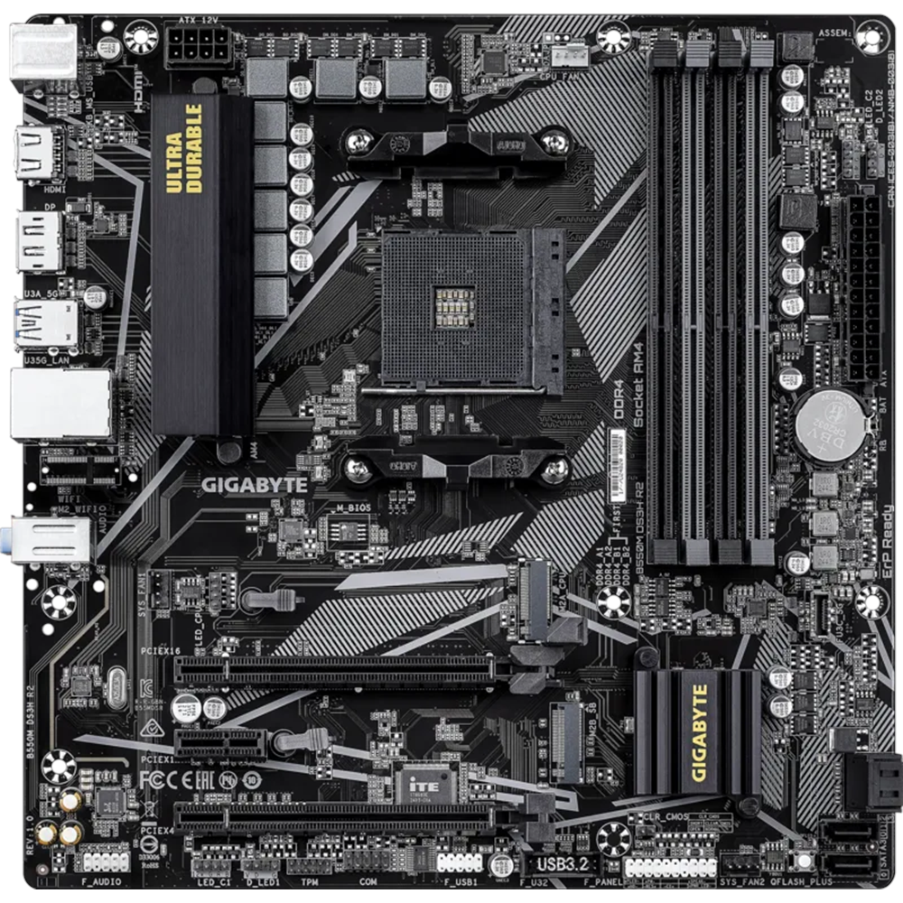 GIGABYTE B550M DS3H R2 DDR4 HDMI DP PCIe 16X v4.0 AM4 mATX 