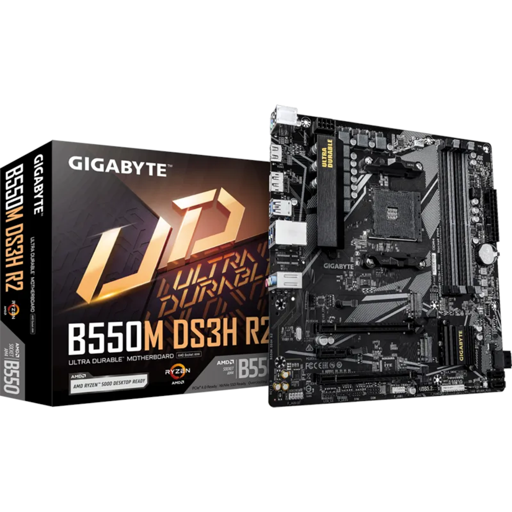 GIGABYTE B550M DS3H R2 DDR4 HDMI DP PCIe 16X v4.0 AM4 mATX 