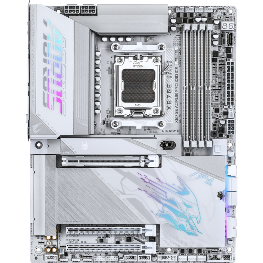 GIGABYTE AORUS PRO X ICE X870E DDR5 HDMI PCIe 5.0 AM5 ATX Beyaz