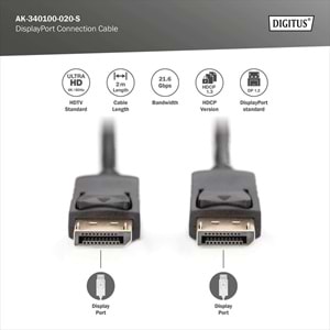 DIGITUS DP Görüntü Kablosu 2m (AK-340100-020-S)