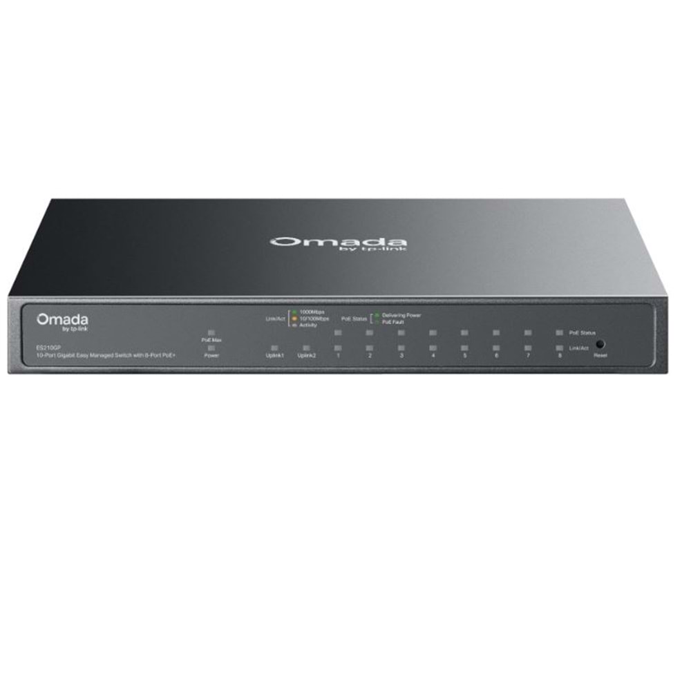 TP-LINK 8port PoE 63w 1-SFP 2-Uplink Gigabit Yönetilebilir Switch OMADA ES210GP