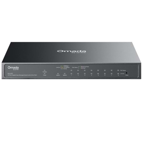 TP-LINK 8port PoE 63w 1-SFP 2-Uplink Gigabit Yönetilebilir Switch OMADA ES210GP